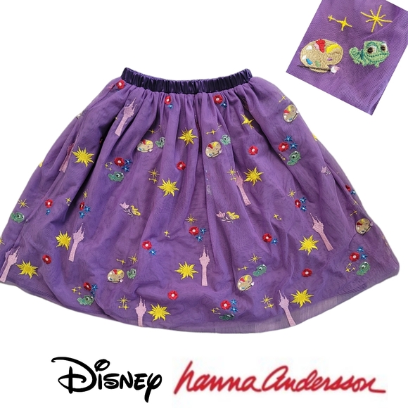 Disney Hanna Andersson tangled rapunzel tule skirt size L 10-12 purple embroided - Picture 1 of 5